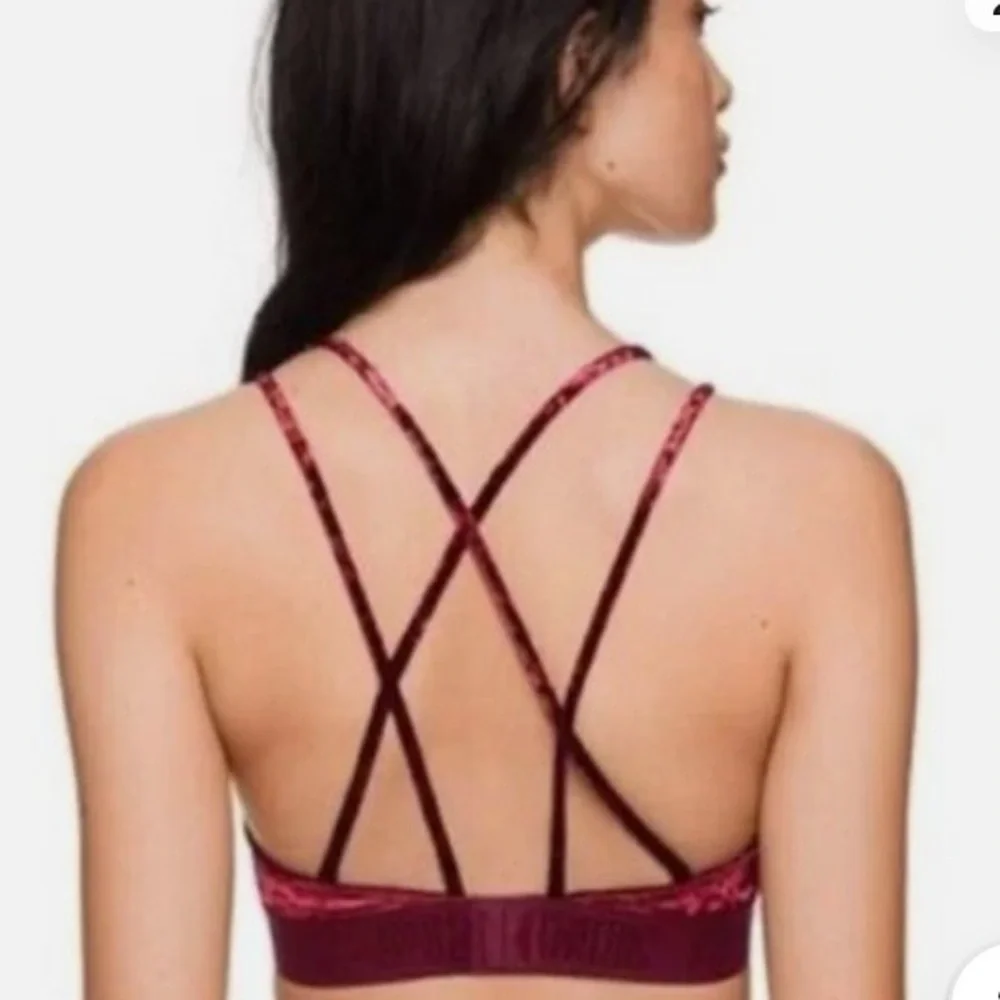 Victoria’s Secret Velvet triangle red wine colored bralette size Medium